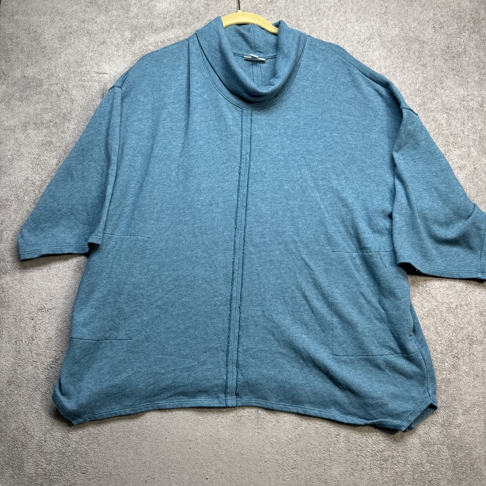 Pure Jill Blue Short Sleeve Knit Top Relaxed Fit Women's Medium